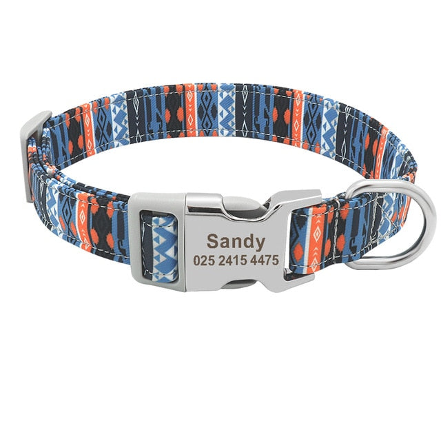 Leo Colourful Personalised Dog Collar Blue1 Dog Nation