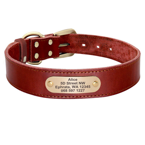 Sirius Genuine Leather Dog Collar Personalised Red Dog Nation
