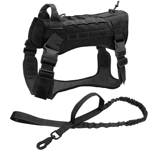Military Style Dog Harness Vest Set With Handle Black Set Dog Nation