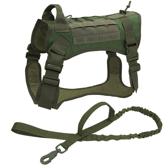 Military Style Dog Harness Vest Set With Handle Green Set Dog Nation