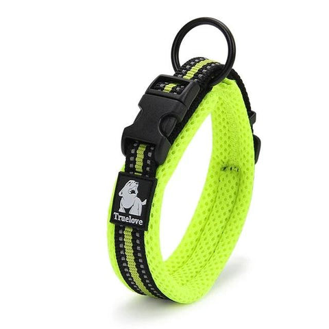 Dog Collar Heavy Duty Adjustable Nylon Reflective Padded neon yellow Dog Nation