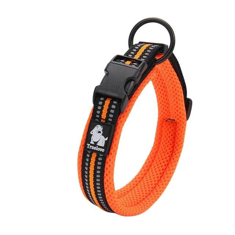 Dog Collar Heavy Duty Adjustable Nylon Reflective Padded orange Dog Nation