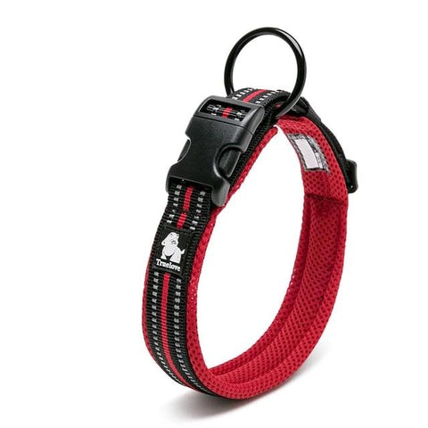 Dog Collar Heavy Duty Adjustable Nylon Reflective Padded red Dog Nation
