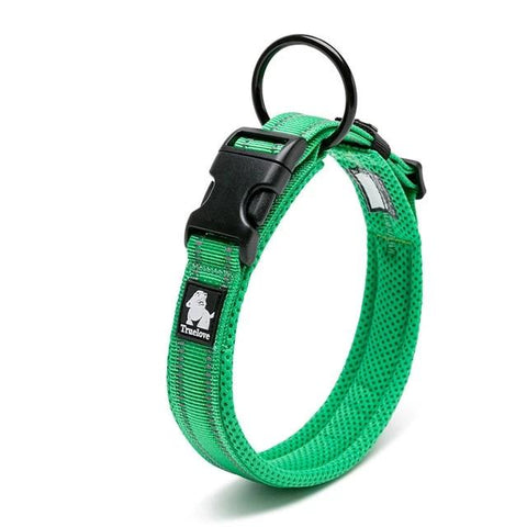 Dog Collar Heavy Duty Adjustable Nylon Reflective Padded grass green Dog Nation