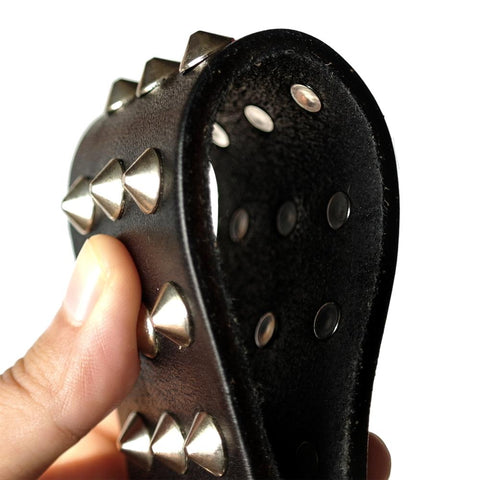 Cool Rivets Studded Genuine Leather Dog Collar Dog Nation