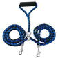 Strong Double Dog Leash with Soft Padded Handle Blue Dog Nation