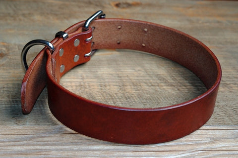 Theo Heavy Duty Genuine Leather Dog Collar Brown Dog Nation