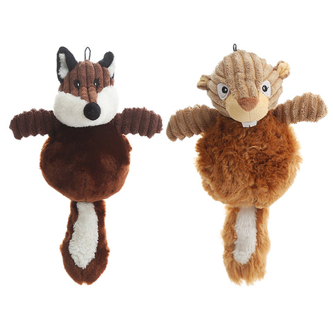 Dog Plush Squeaky Toys - Squirrel & Fox Dog Nation
