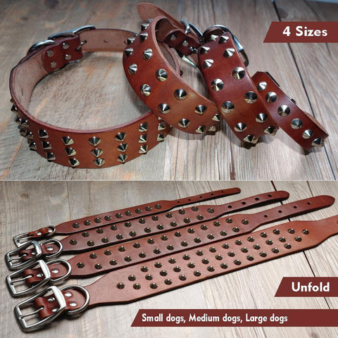 Cool Rivets Studded Genuine Leather Dog Collar Dog Nation